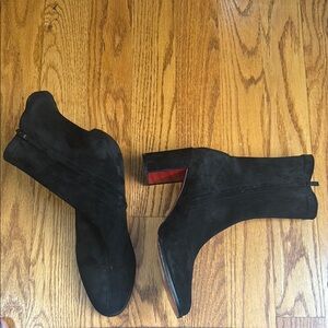 Christian Louboutin Black Heeled Boots Sleek Suede Design